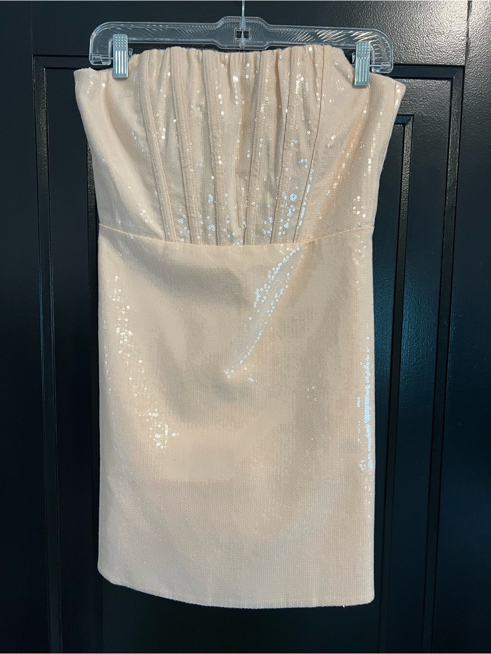 Altar'd State Strapless Sequin Dress in Blush